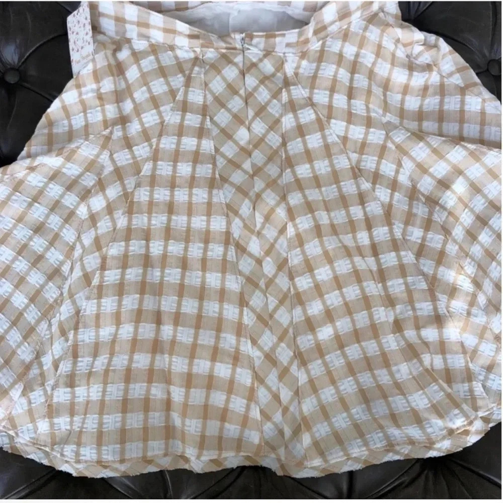 New Free people do the twist halter gingham plaid tea ob1120396 dress retro - Picture 13 of 14